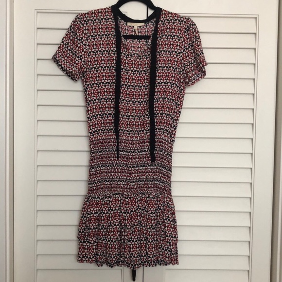 Maje Red and Black Fit and Flare Print Dress - Picture 6 of 12